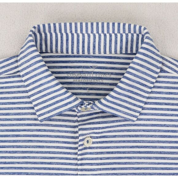 Vineyard Vines NY Mets Performance Golf Polo Shirt Mens Small Blue Striped - Picture 4 of 9